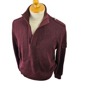 Banana Republic 1/4 Zip Sweater Mock Neck Purple Wool Blend Mens M